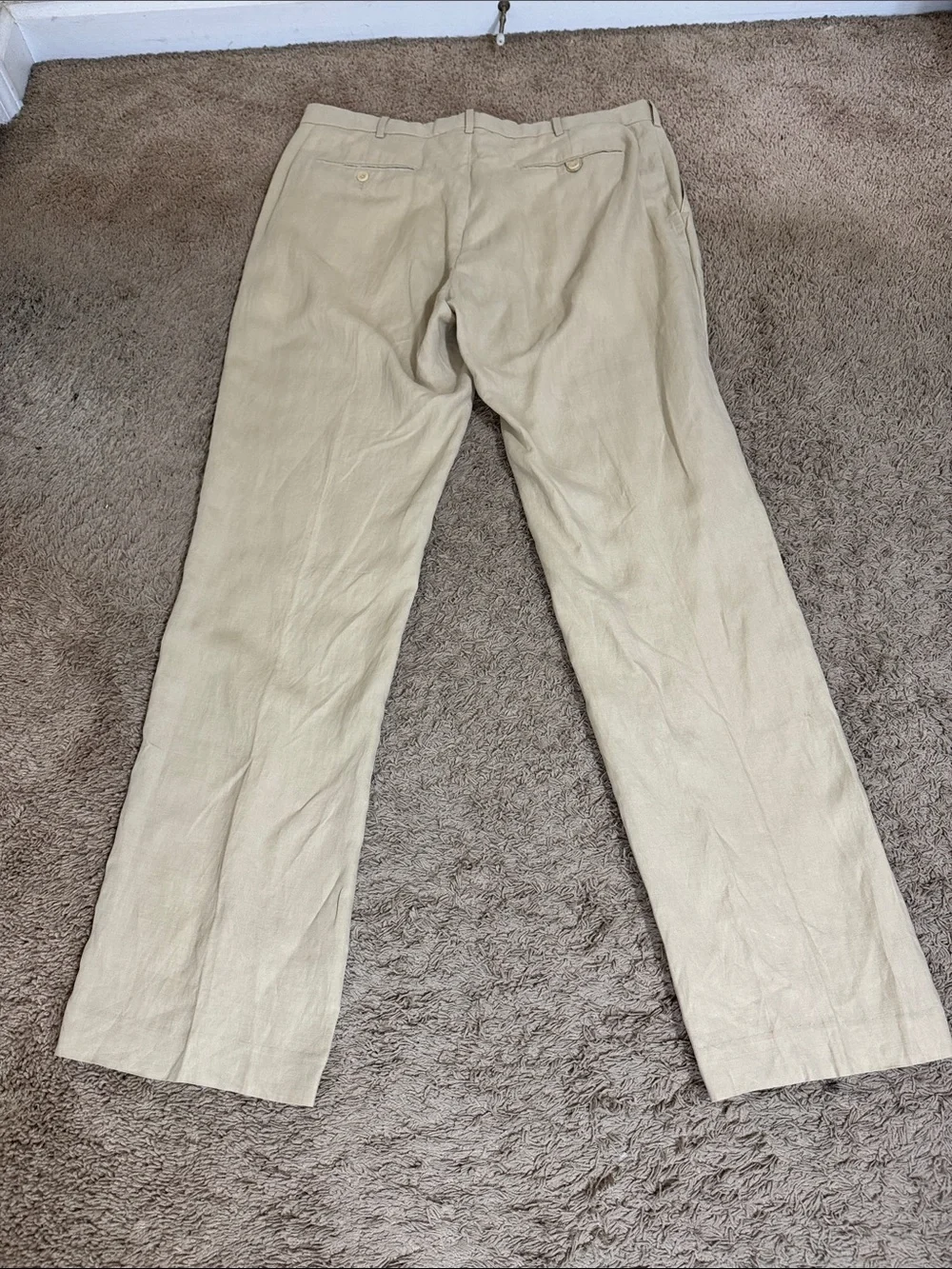 Vintage Polo Ralph Lauren Men's Linen Silk Blend Pants Beige size 40 x36 Preppy